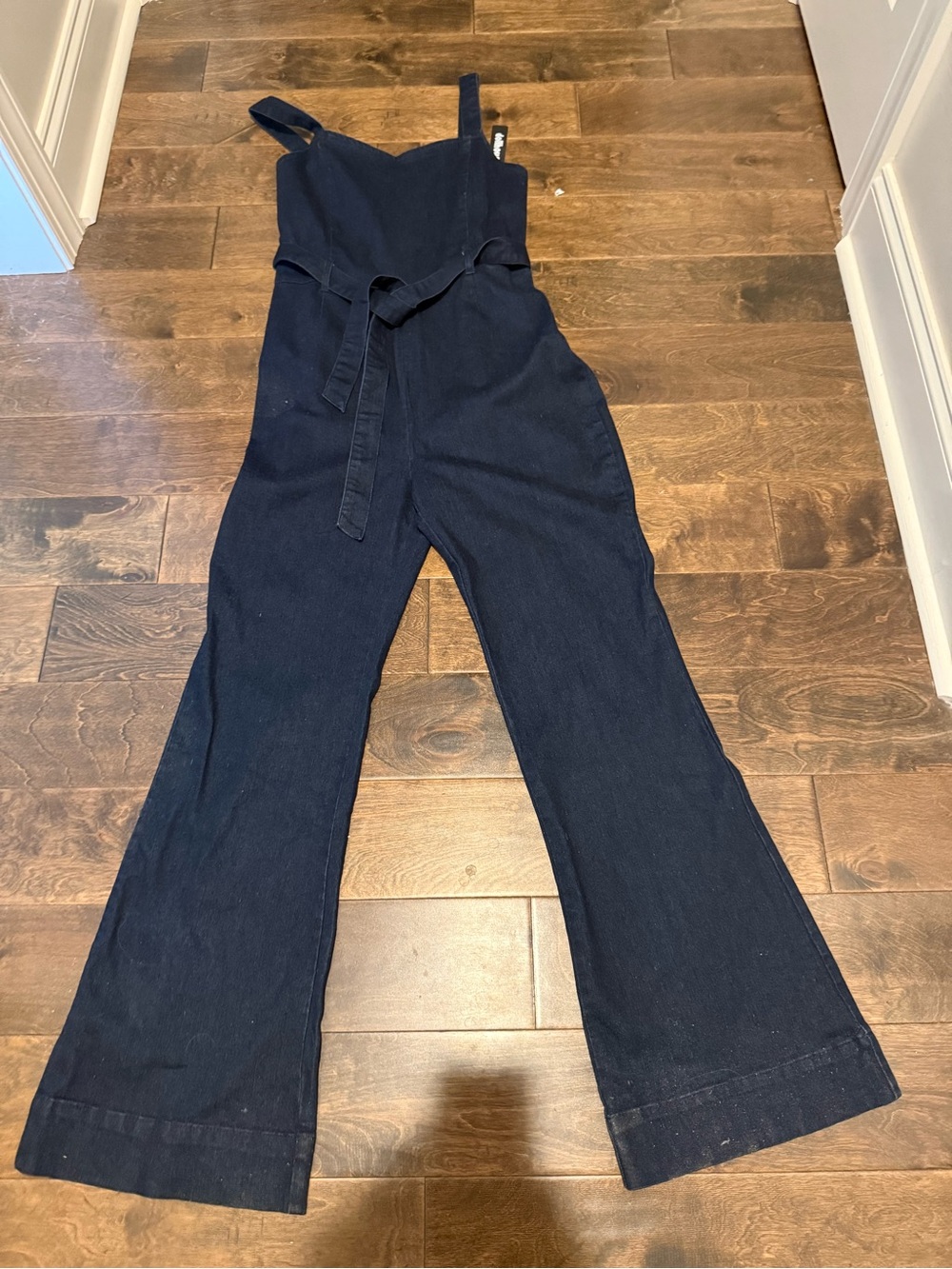 Dollhouse Dark Navy Denim Belted Jumpsuit